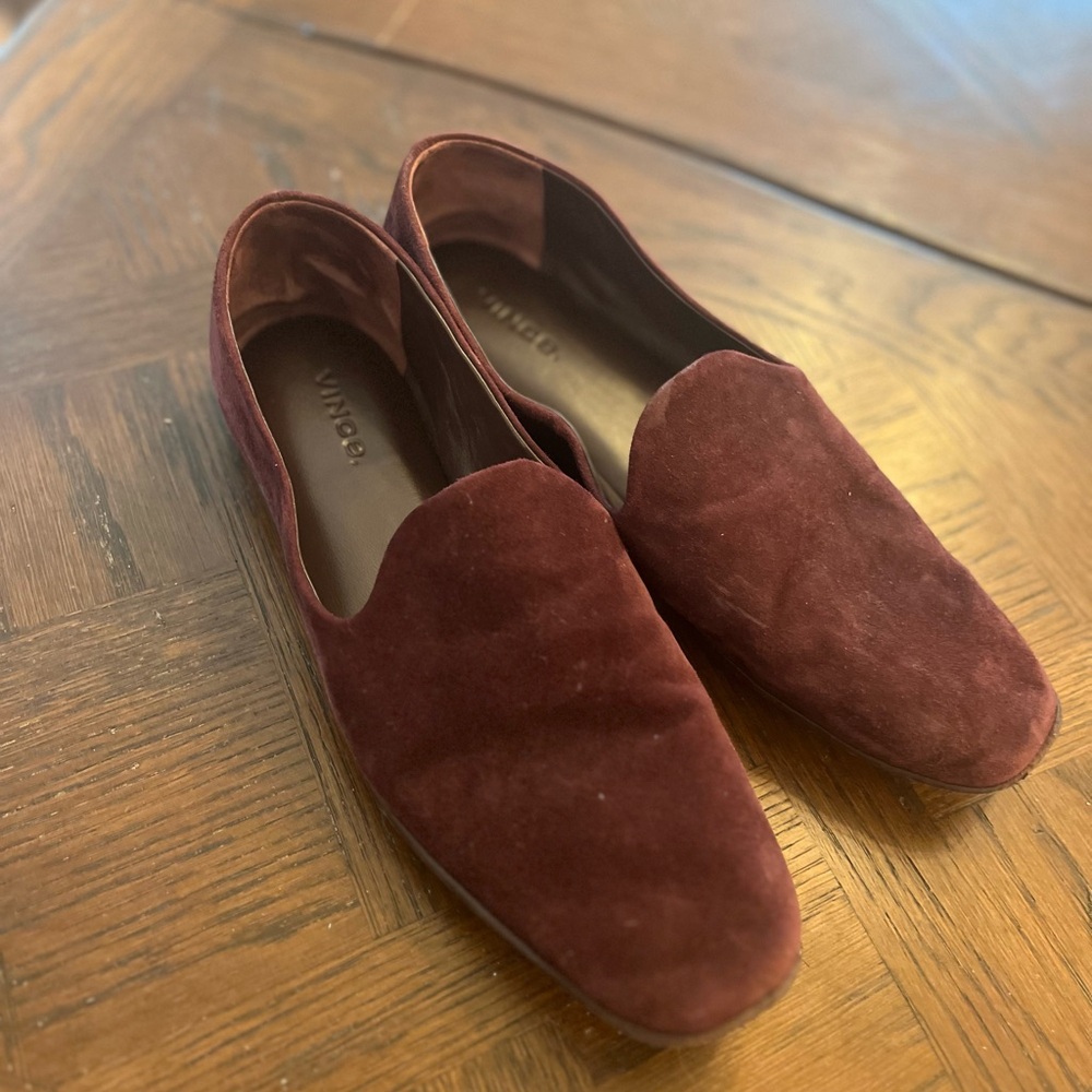 Vince Paz Burgundy Maroon Suede Women’s Loafers Slip-On Shoes Size 9 EUR 39